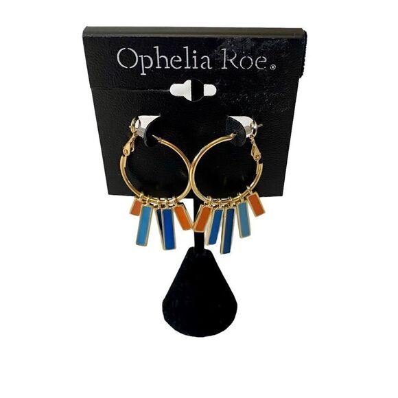 Ophelia Roe Gold Toned Multi-Colored Hoops w/ Metal Fringe. Very Cute. - Picture 1 of 6